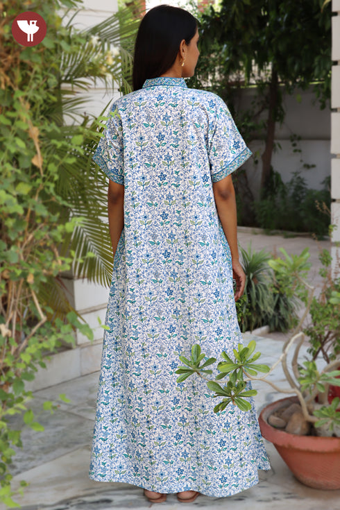 60’s Cotton Short Sleeve Kaftan In Floral Print