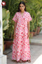 60’s Cotton Short Sleeve Kaftan In Floral Print