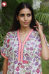 60’s Cotton V-neck Kaftan in Floral Print