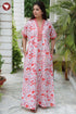 60’s Cotton V-neck Kaftan In Floral Print