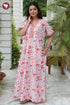 60’s Cotton V-neck Kaftan In Floral Print