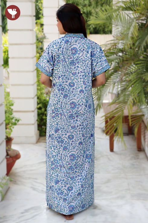 60’s Cotton Short Sleeve Kaftan in Floral Print