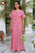 60’s Cotton Half Sleeved Zipper Kaftan in Floral Print