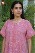 60’s Cotton Half Sleeved Zipper Kaftan in Floral Print