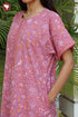 60’s Cotton Half Sleeved Zipper Kaftan in Floral Print