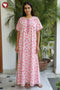 60’s Cotton Short Sleeve Zipper Kaftan In Floral Print