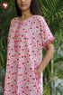 60’s Cotton Short Sleeve Zipper Kaftan In Floral Print