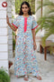 60’s Cotton Half Sleeve Zipper Kaftan in Floral Print