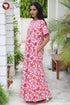 60s Cotton Zipper Front Kaftan In Floral Print