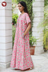 Cambric Satin Zipper Kaftan In Floral Print