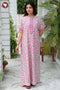 Cotton Satin Zipper Kaftan in Floral Print