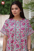 Cotton Satin Front Zipper Kaftan in Floral Print