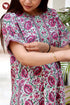 Cotton Satin Front Zipper Kaftan in Floral Print
