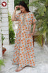 Cotton Satin Front Zipper Kaftan in Floral Print