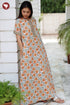 Cotton Satin Front Zipper Kaftan in Floral Print