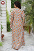 Cotton Satin Front Zipper Kaftan in Floral Print