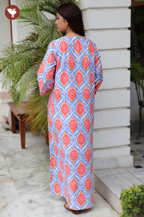 Bizzy Lizzy Front Zipper Kaftan in Floral Print