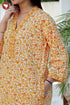 60’s Cotton V-Neck Full Sleeved Kaftan In Floral Print