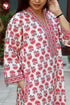 60s Cotton Ivory & Coral Pink Floral Kaftan