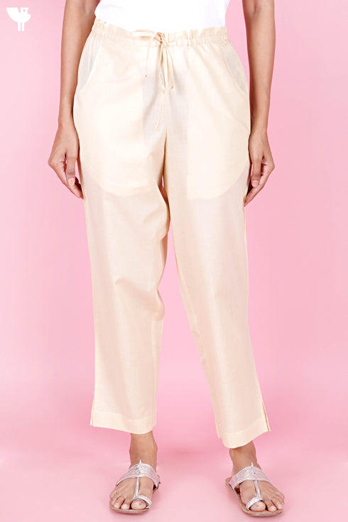 Cambric Cotton Pants in Beige