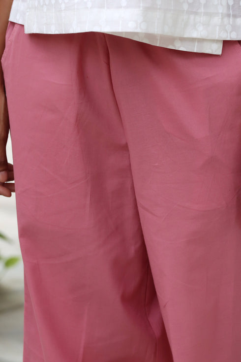 Cambric Cotton Pants in Dusty Pink
