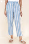 Cambric Cotton Straight Pants In Striped Block Print