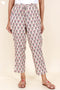Cambric Cotton Straight Pants In Block Print