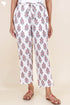 Cambric Cotton Straight Pants In Block Print