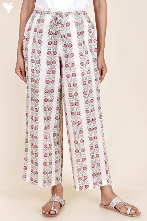 Cambric Cotton Pant In Block Print