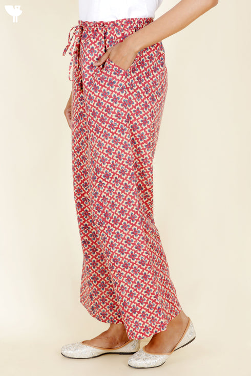 Cambric Cotton Pant In Block Print