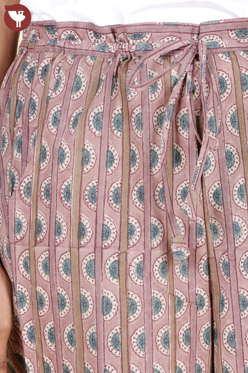 Cambric Cotton Pant In Block Print