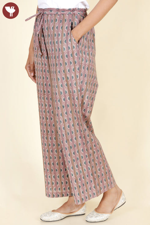 Cambric Cotton Pant In Block Print