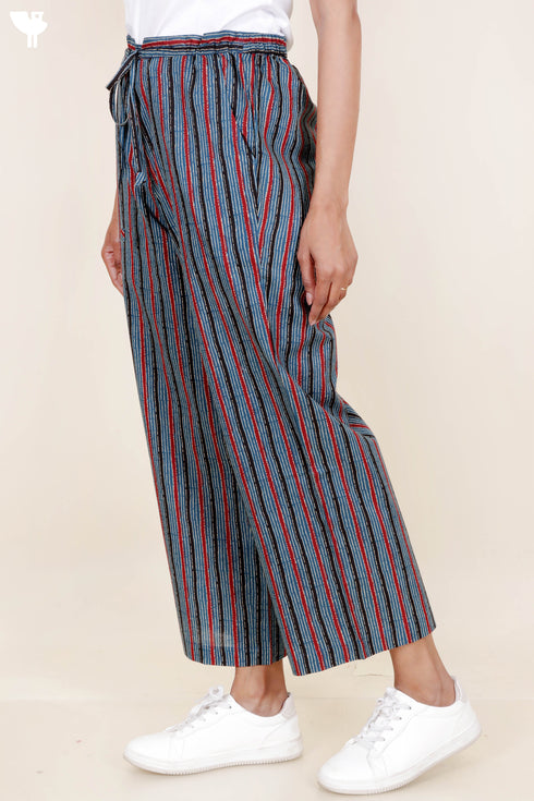 Cambric Cotton Pant In Block Print