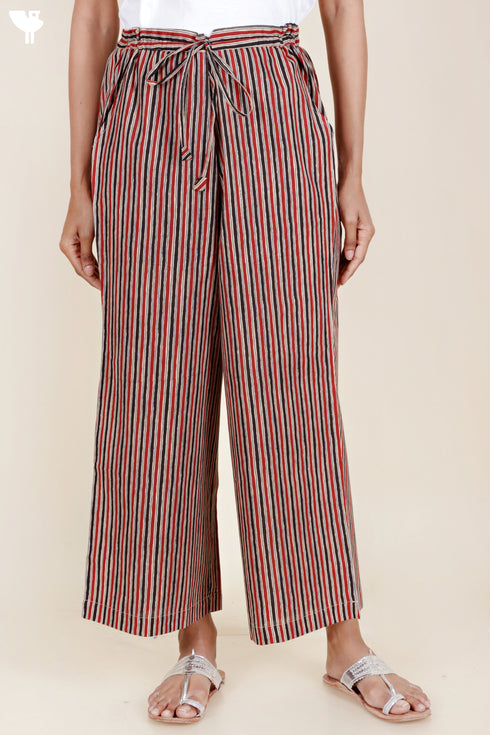 Cambric Cotton Pant In Block Print