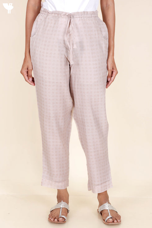 Chanderi Silk Pant In Block Print
