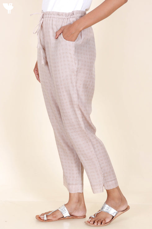 Chanderi Silk Pant In Block Print