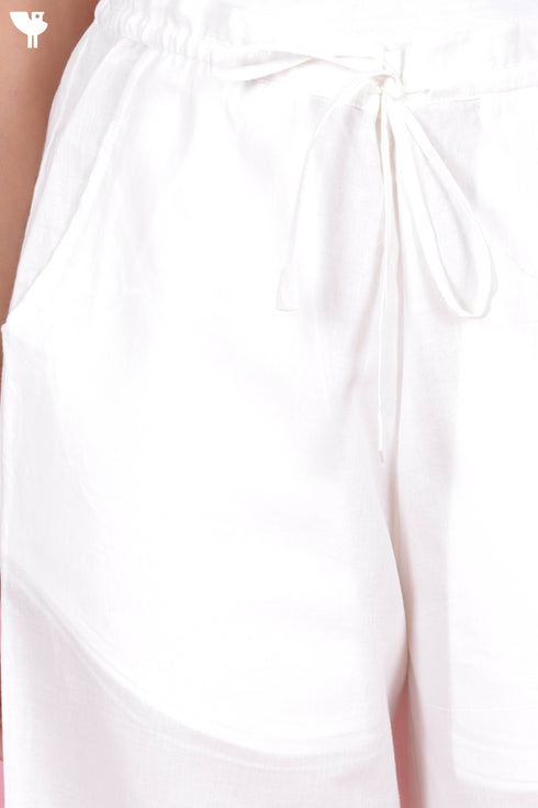 Cambric Cotton Pant With Block Print Border