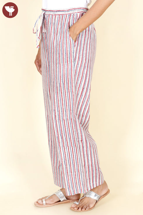 Khaadi Cotton Ivory Pant In Stripe