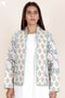 Cambric Cotton Quilted Jacket In Floral Block Print