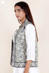 Cambric Cotton Quilted Vest In Floral Block Print