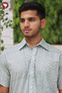Regular Fit Cambric Cotton Men’s Half Sleeved Shirt in Floral Block Print