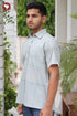 Regular Fit Cambric Cotton Men’s Half Sleeved Shirt in Floral Block Print