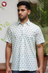 Regular Fit Cambric Cotton Men’s Half Sleeved Shirt in Floral Block Print