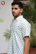 Regular Fit Cambric Cotton Men’s Half Sleeved Shirt in Floral Block Print