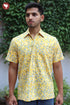 Regular Fit Cambric Cotton Men’s Half Sleeved Shirt in Floral Block Print