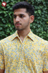 Regular Fit Cambric Cotton Men’s Half Sleeved Shirt in Floral Block Print