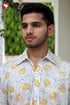 Regular Fit Cambric Cotton Men’s Half Sleeved Shirt in Floral Block Print