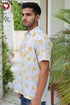 Regular Fit Cambric Cotton Men’s Half Sleeved Shirt in Floral Block Print