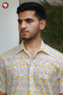 Regular Fit Cambric Cotton Men’s Half Sleeved Shirt in Geometric Block Print