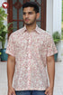 Regular Fit Cambric Cotton Men’s Half Sleeved Shirt in Floral Block Print